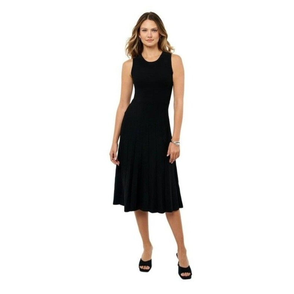 Edited by Remi Bader Women's Pullover Pleated Dress XL Black